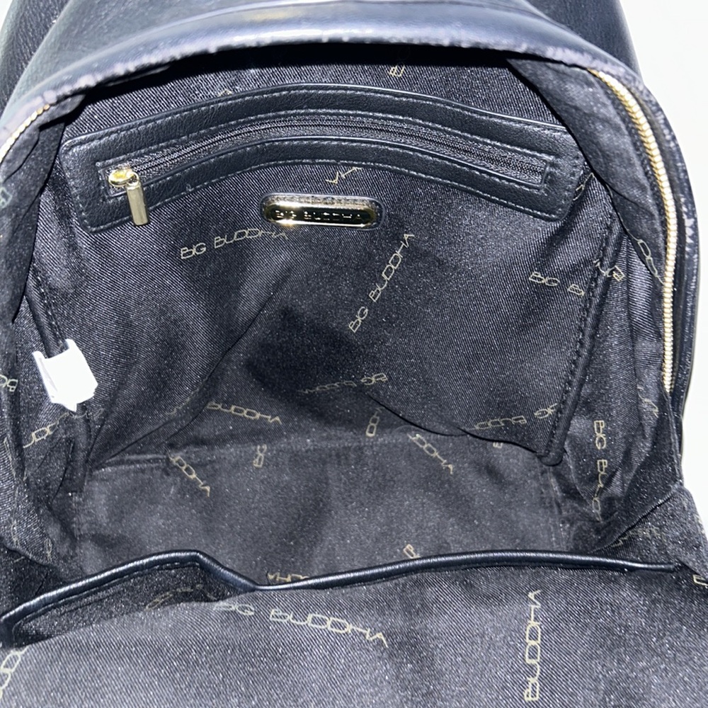 Big Buddha Backpack Purse Black Leather Gem